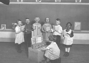 singing class at whittier school, c 1925, mhs